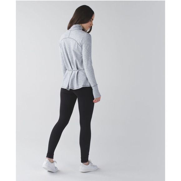 Lululemon Mock Neck Pleat Back Long Sleeve Tee White Grey 6 NWOT - Picture 8 of 14